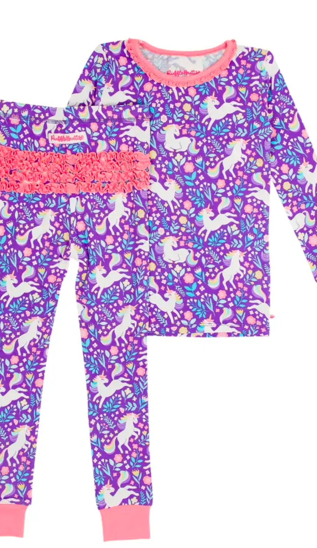 Conjunto de pijama de dos piezas de bambú con diseño de unicornio encantado