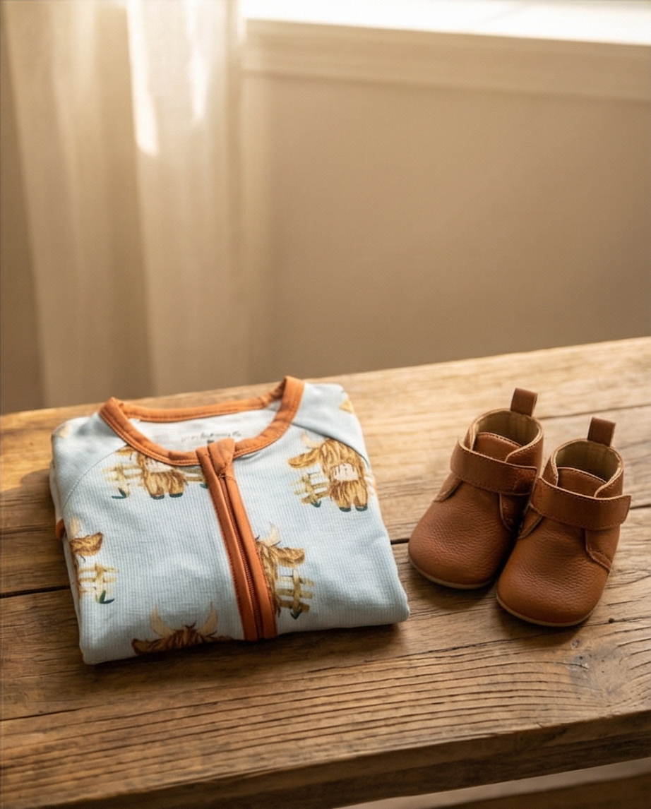 Rust + Sky Highland Herd Bamboo Convertible Zippy