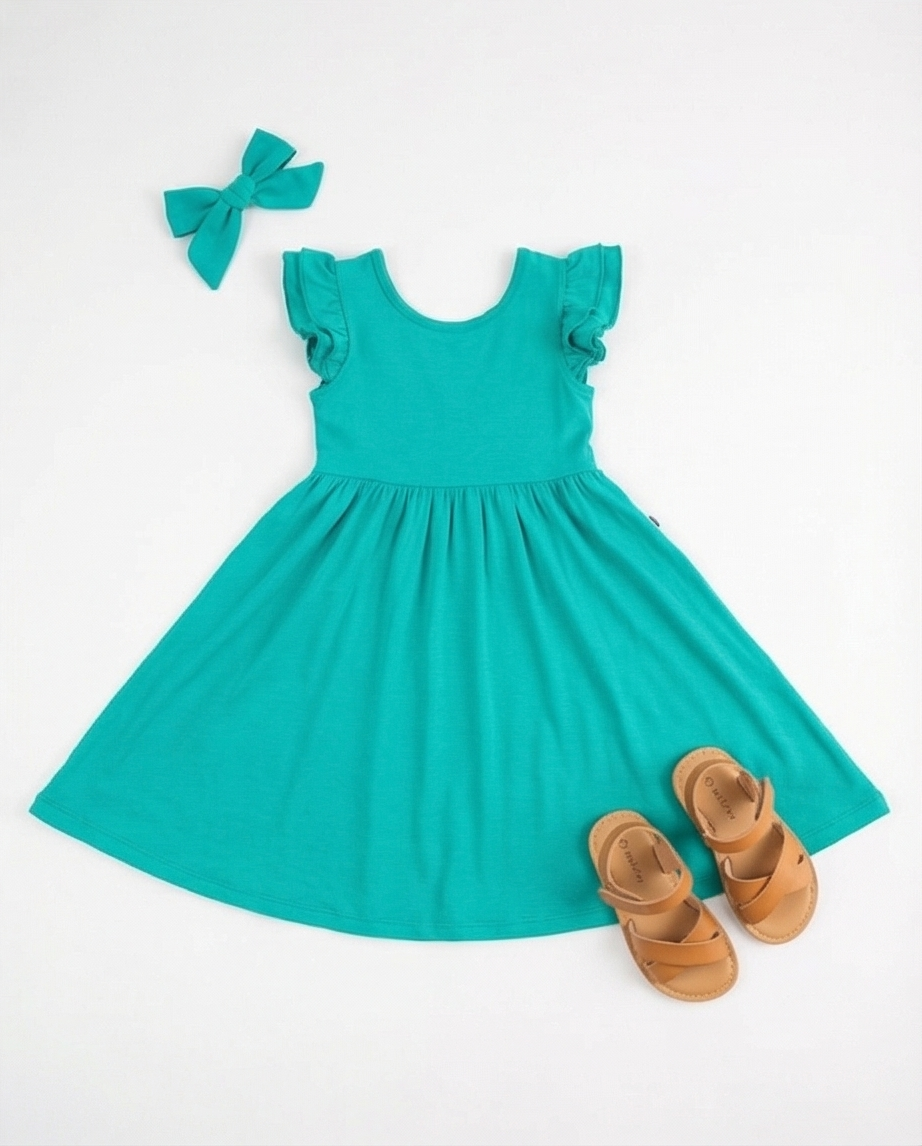 Turquoise Tidal Twirl Bamboo Twirl Dress