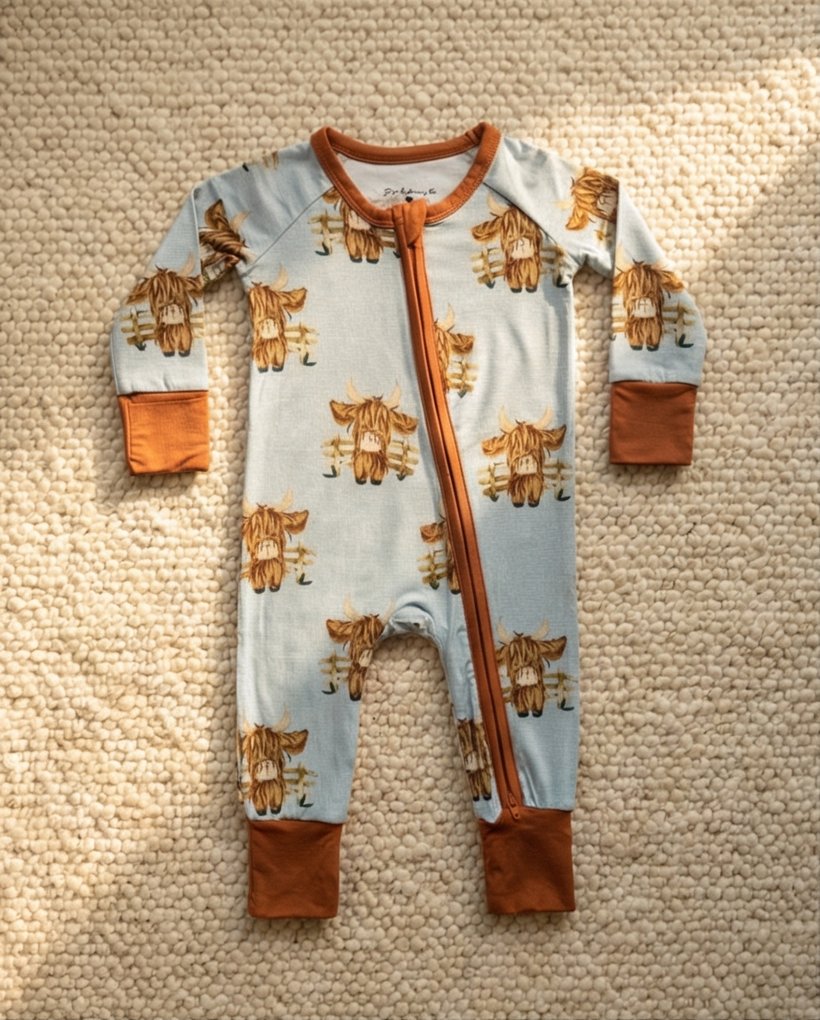 Rust + Sky Highland Herd Bamboo Convertible Zippy