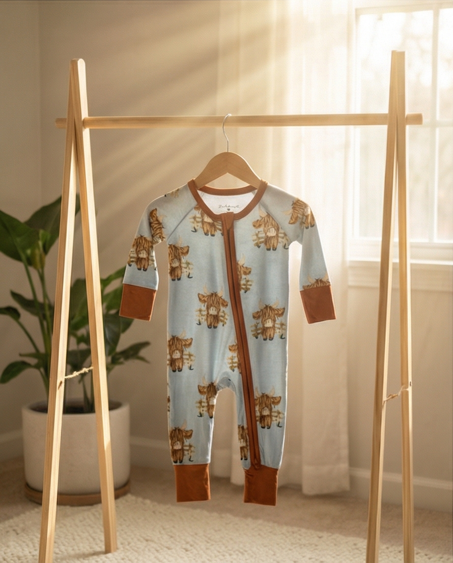 Rust + Sky Highland Herd Bamboo Convertible Zippy