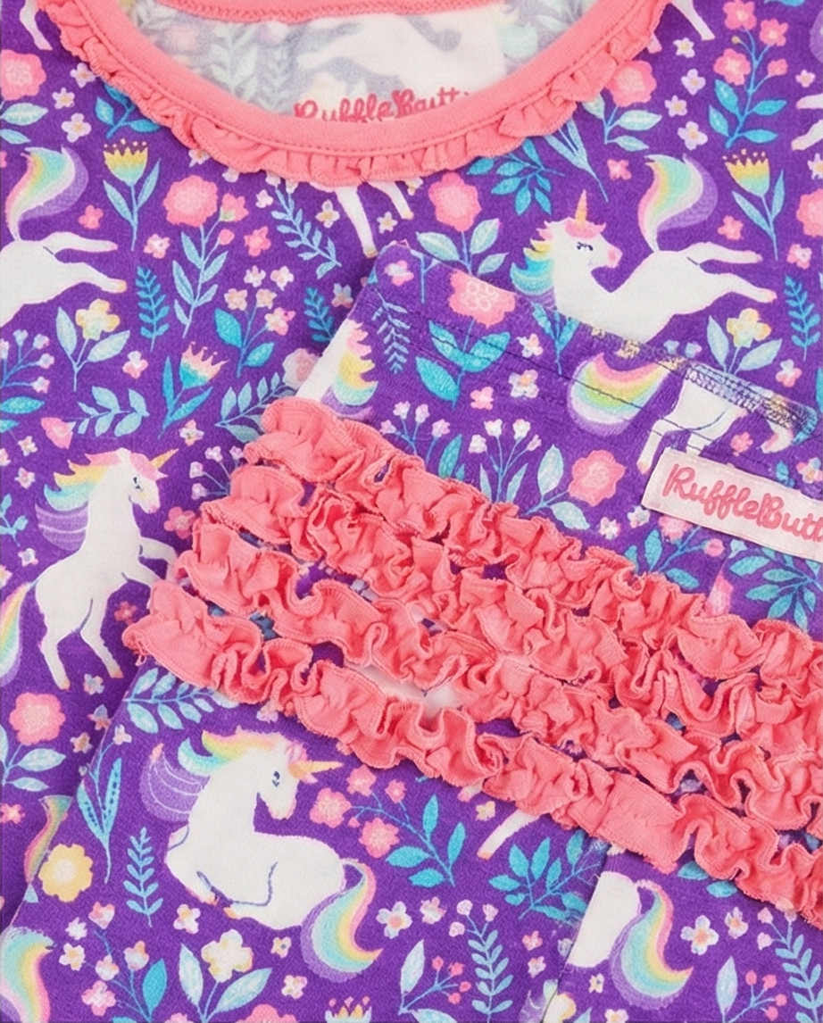 Conjunto de pijama de dos piezas de bambú con diseño de unicornio encantado