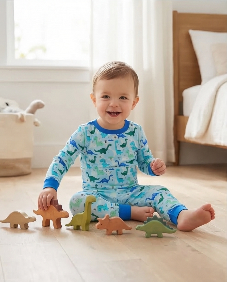 Conjunto de pijama de dos piezas de bambú Dino Dreamland