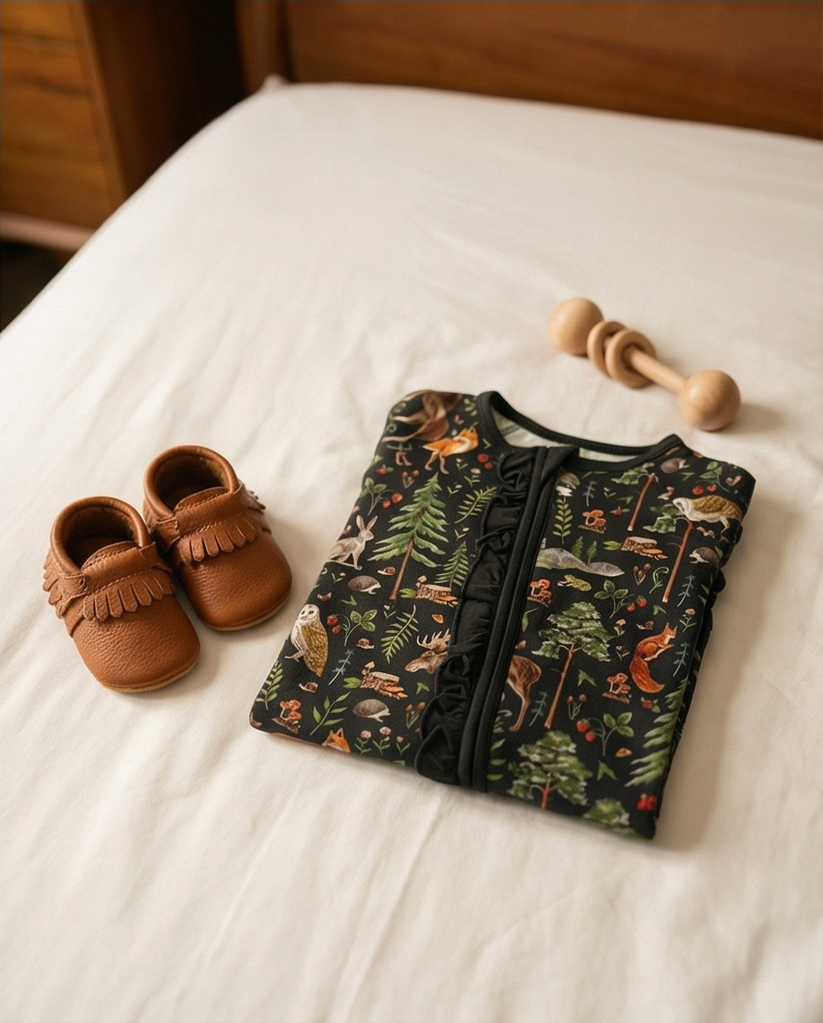 Woodland Creatures Bamboo Ruffle Romper